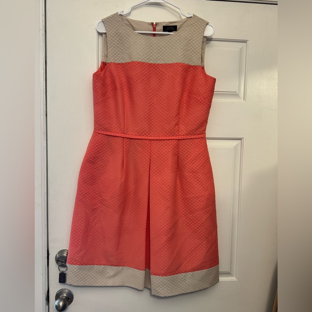 Tahari block color sleeveless dress